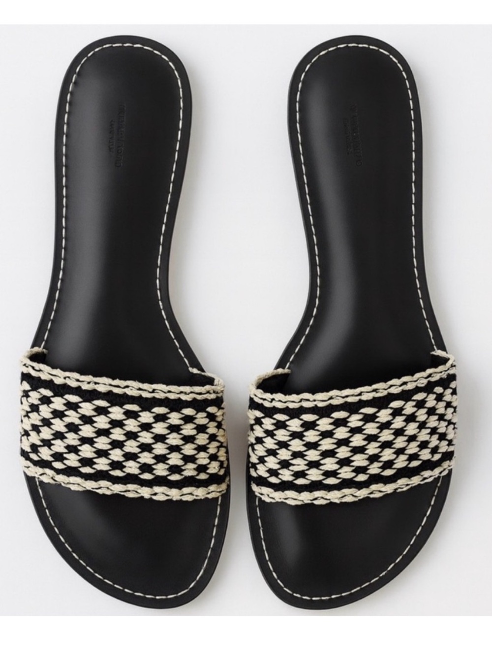 RAG & BONE. Melrose Crochet Slide Sandals Black Ivory 9.5 New